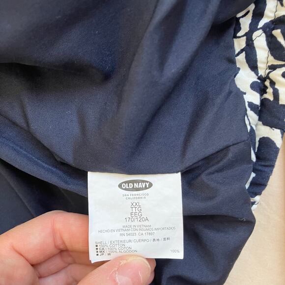 Old Navy Plus Size XXL Quilted Bomber Jacket Navy White Floral Comfy Ligthweight - Picture 15 of 16